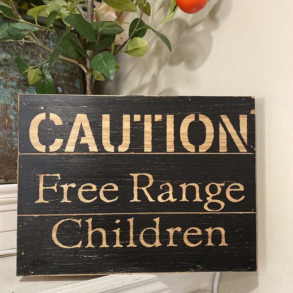 🖼️ Rustic Wood Block Art “CAUTION Free Range Children” 🪵 💫